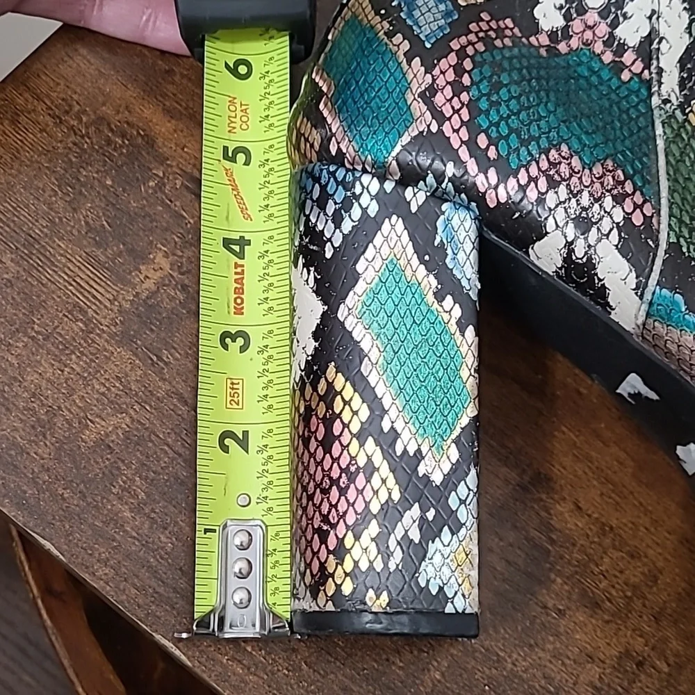 Bamboo SORBET Colorful Snakeskin Print Platform Heeled Boots size 10